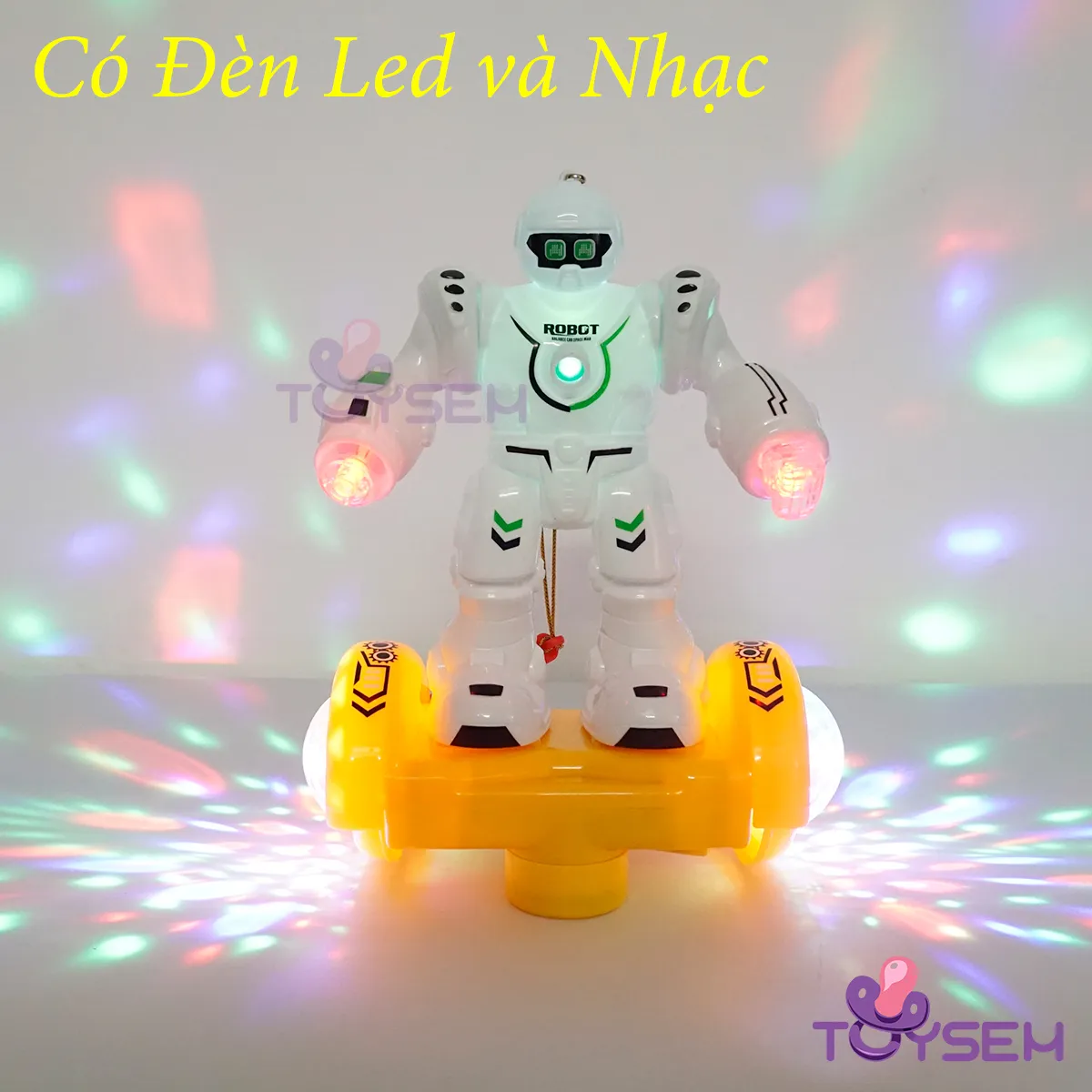 Đồ chơi đèn trung thu robot có đèn và nhạc vui nhộn - Quà tặng lồng đèn xoay 360 độ cho bé