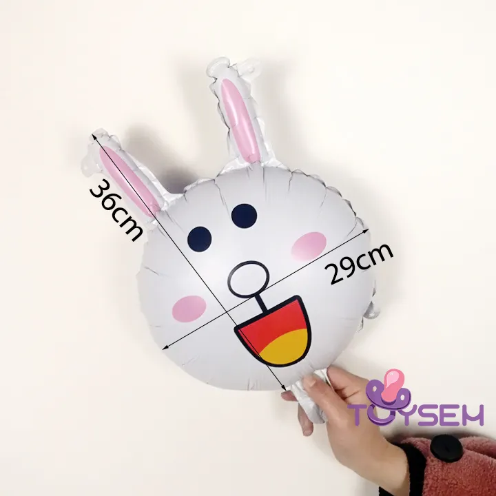 Bộ trang trí sinh nhật poster hình thỏ có kèm ống bơm - Set bong bóng trang trí thôi nôi cho bé