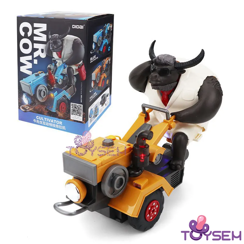 Đồ chơi trâu lái máy cày xoay 360 độ có đèn và nhạc cho bé chơi vui nhộn - Quà tặng sinh nhật cho bé