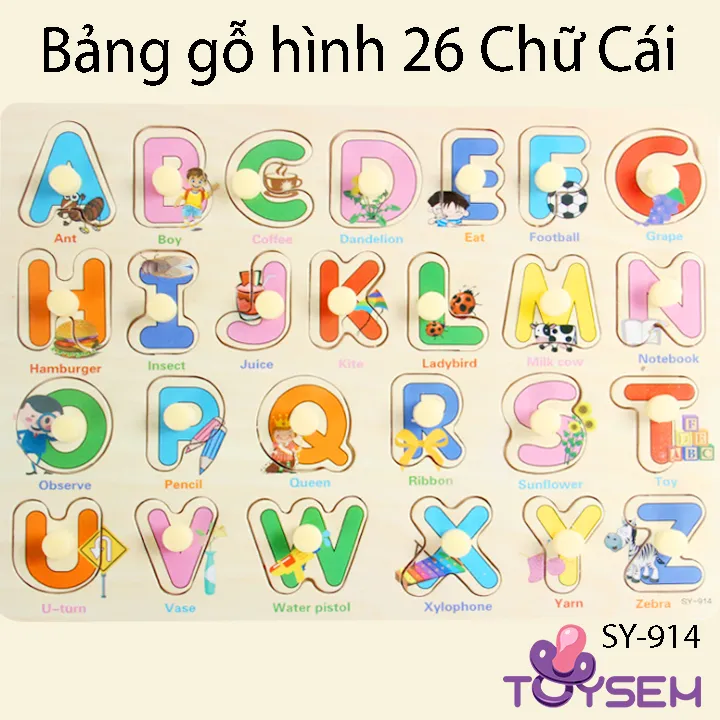 Đồ chơi bảng gỗ xếp chữ cái cho bé tập học