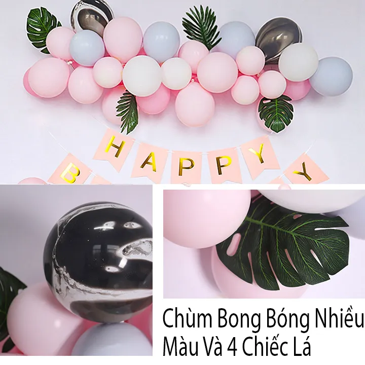 Bong bóng trang trí sinh nhật kỳ lân cho bé gái kèm theo ống bơm tay - Happy birthday