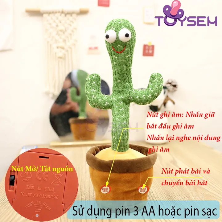 Đồ chơi trẻ em cây xương rồng nhảy múa biết nhái giọng kèm 120 bài hát vui nhộn