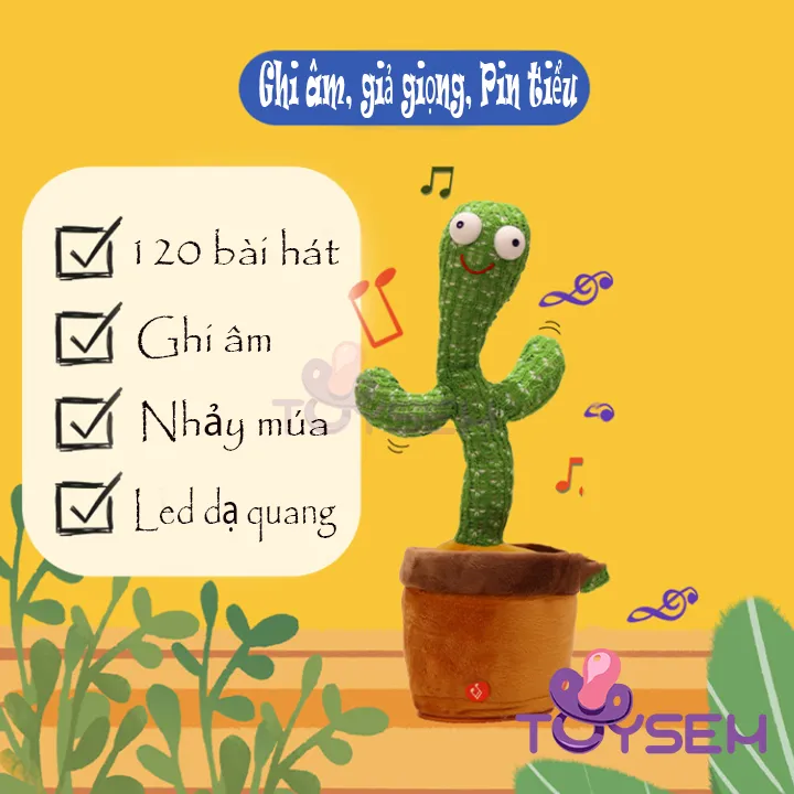 Đồ chơi trẻ em cây xương rồng nhảy múa biết nhái giọng kèm 120 bài hát vui nhộn