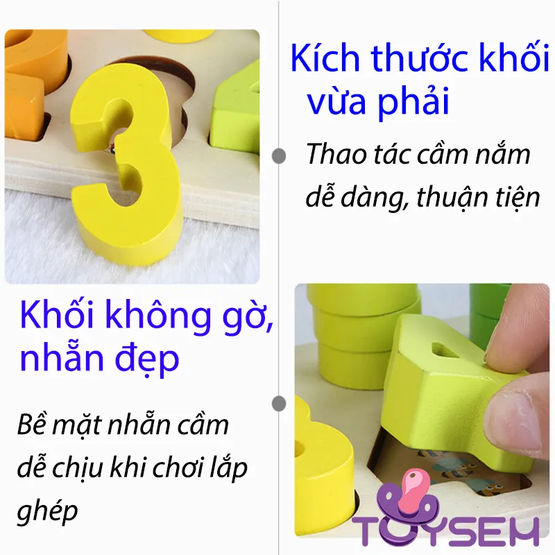 Đồ chơi bảng gỗ xếp ghép hình và ghép số với 2 dòng tập đếm cho bé