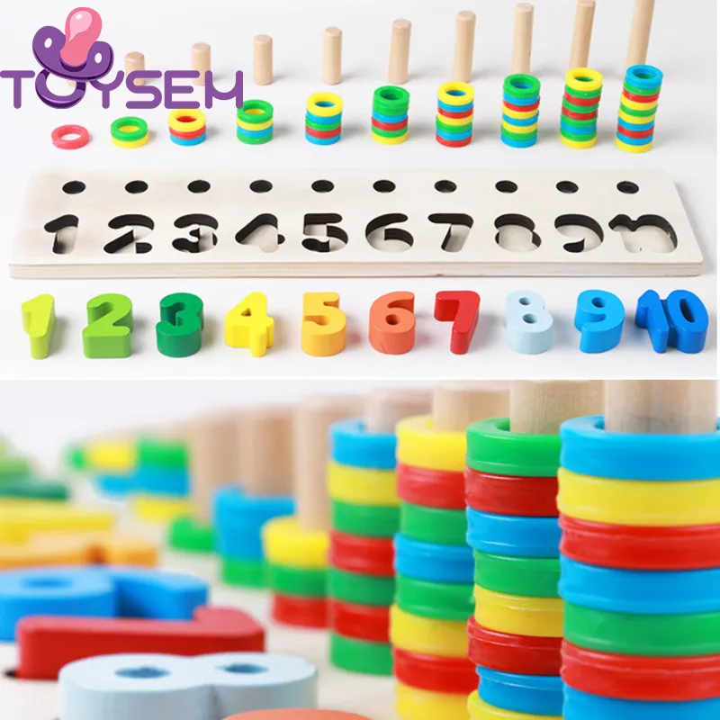 Đồ chơi bảng gỗ xếp ghép hình và ghép số với 2 dòng tập đếm cho bé
