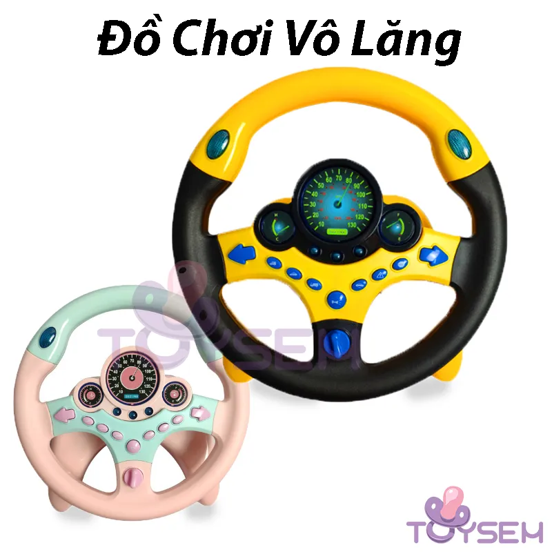Đồ chơi vô lăng xe ô tô xoay 360 độ có đèn và nhạc gắn tường chơi vui nhộn - Quà tặng sinh nhật cho bé