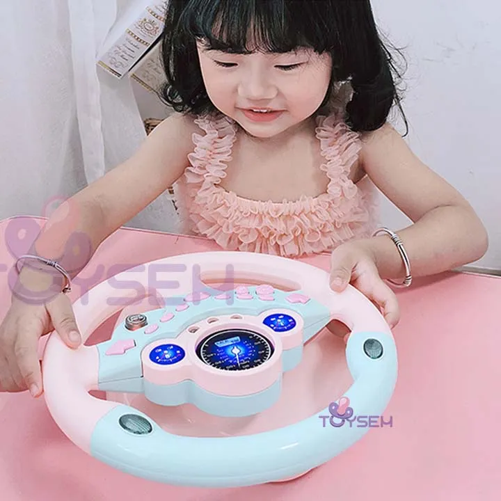 Đồ chơi vô lăng xe ô tô xoay 360 độ có đèn và nhạc gắn tường chơi vui nhộn - Quà tặng sinh nhật cho bé