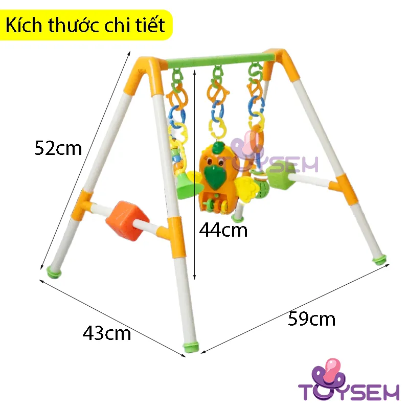 Đồ chơi trẻ sơ sinh khung phát nhạc chữ A có kèn và lục lạc toysem - Quà tặng sinh nhật cho bé