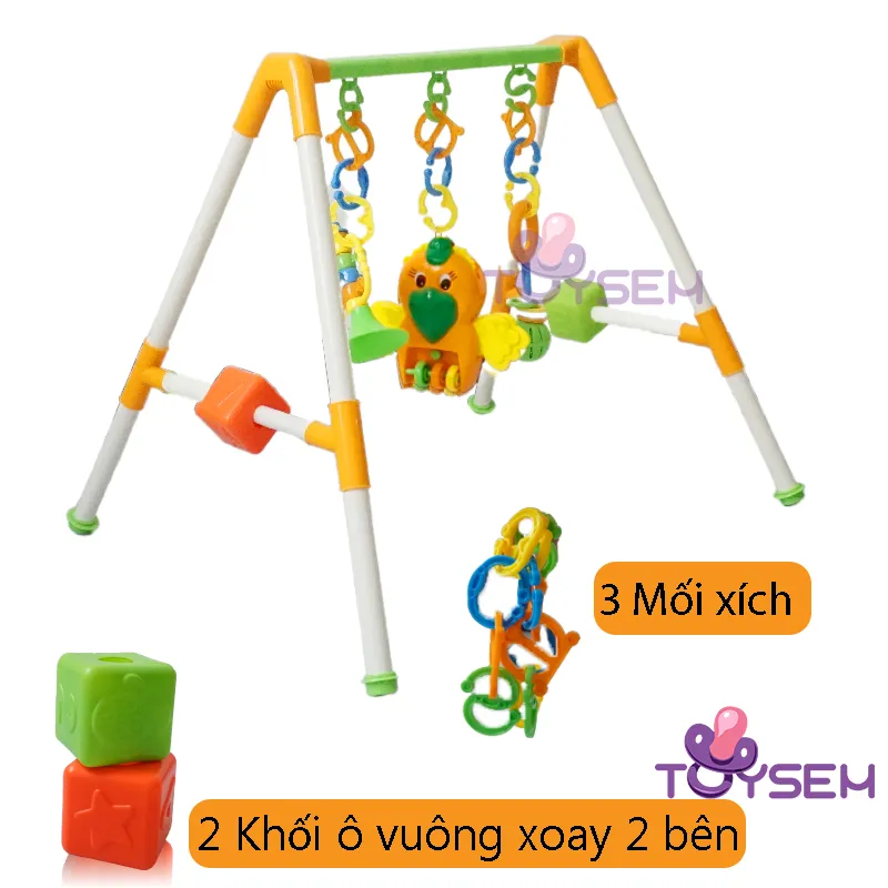 Đồ chơi trẻ sơ sinh khung phát nhạc chữ A có kèn và lục lạc toysem - Quà tặng sinh nhật cho bé