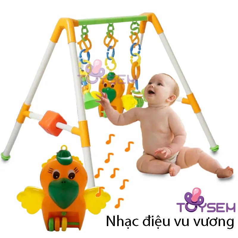 Đồ chơi trẻ sơ sinh khung phát nhạc chữ A có kèn và lục lạc toysem - Quà tặng sinh nhật cho bé