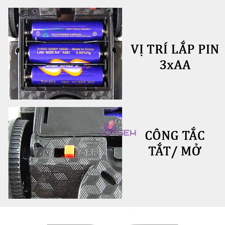 Xe cảnh sát biến hình robot có đèn và nhạc cho trẻ em - Quà tặng sinh nhật cho be