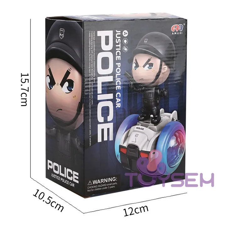 Xe đồ chơi cảnh sát tự cân bằng xoay 360 độ có đèn và nhạc vui nhộn