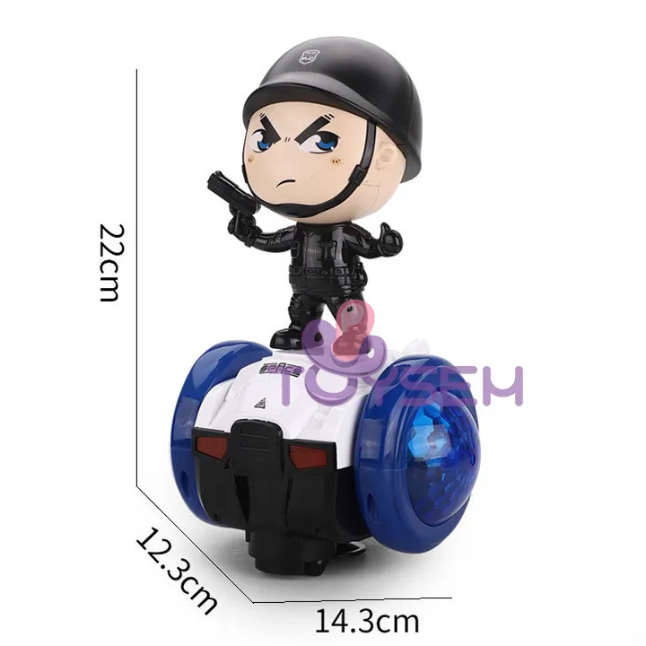 Xe đồ chơi cảnh sát tự cân bằng xoay 360 độ có đèn và nhạc vui nhộn