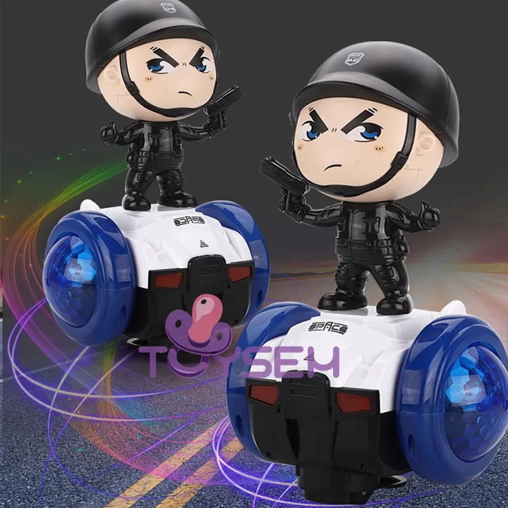 Xe đồ chơi cảnh sát tự cân bằng xoay 360 độ có đèn và nhạc vui nhộn