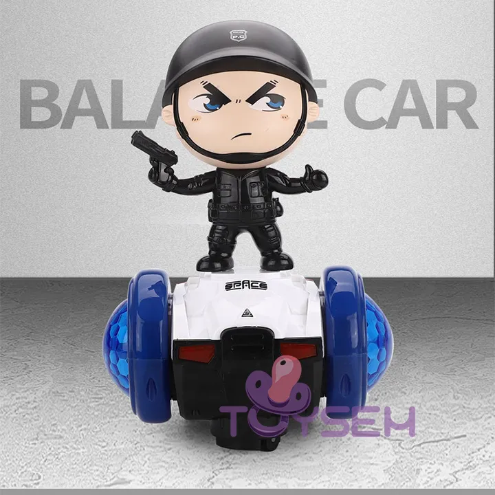 Xe đồ chơi cảnh sát tự cân bằng xoay 360 độ có đèn và nhạc vui nhộn