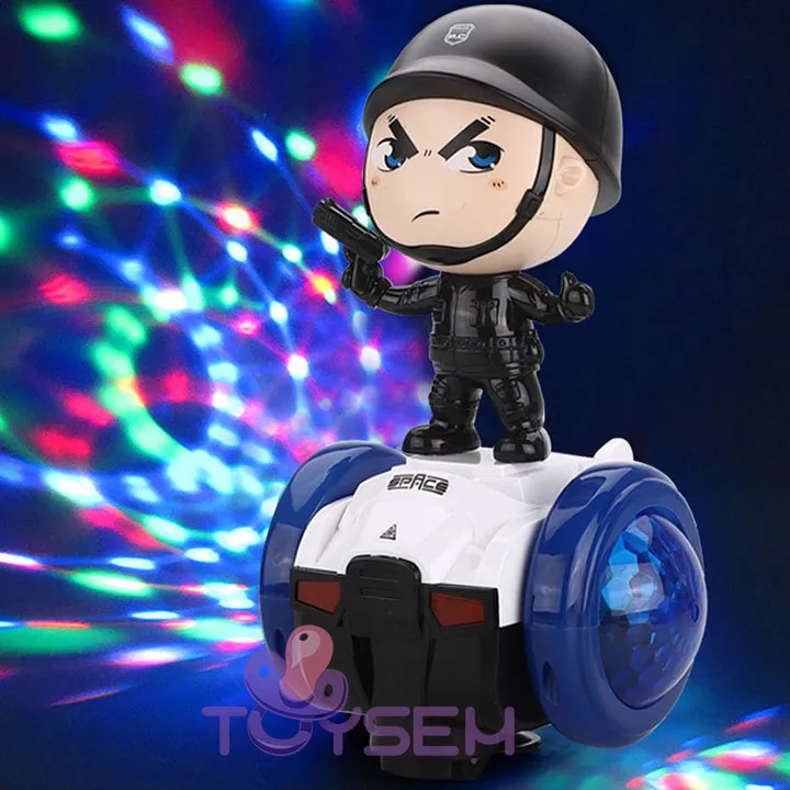 Xe đồ chơi cảnh sát tự cân bằng xoay 360 độ có đèn và nhạc vui nhộn
